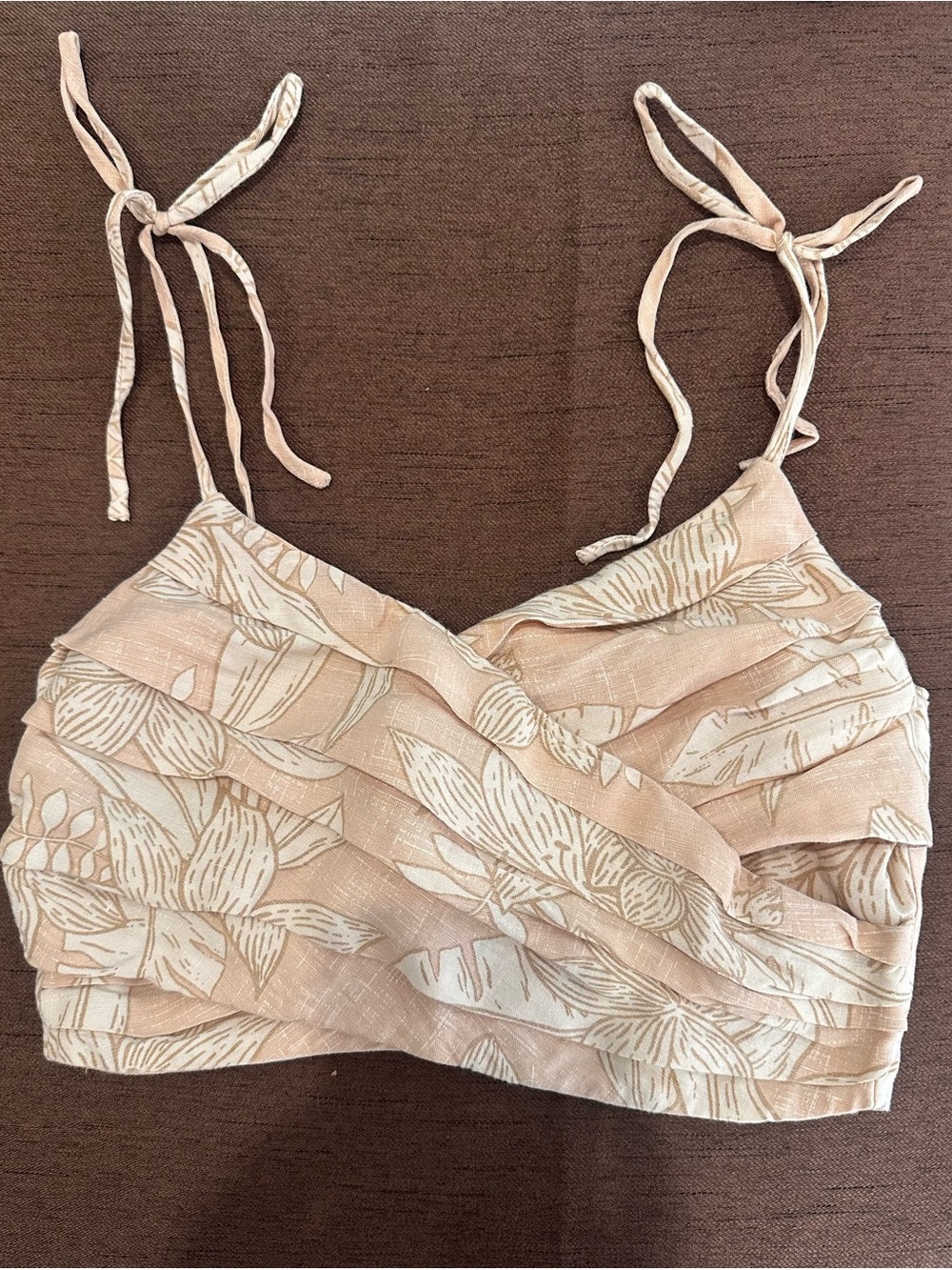 Amuse Society Beige Floral Layered Tie-Shoulder Camisole